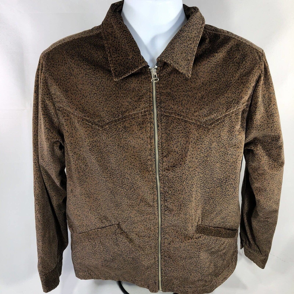 VTG GUESS JEANS ANIMAL PRINT FULL ZIP JACKET MEDIUM COLLARED CHEETAH LEOPARD